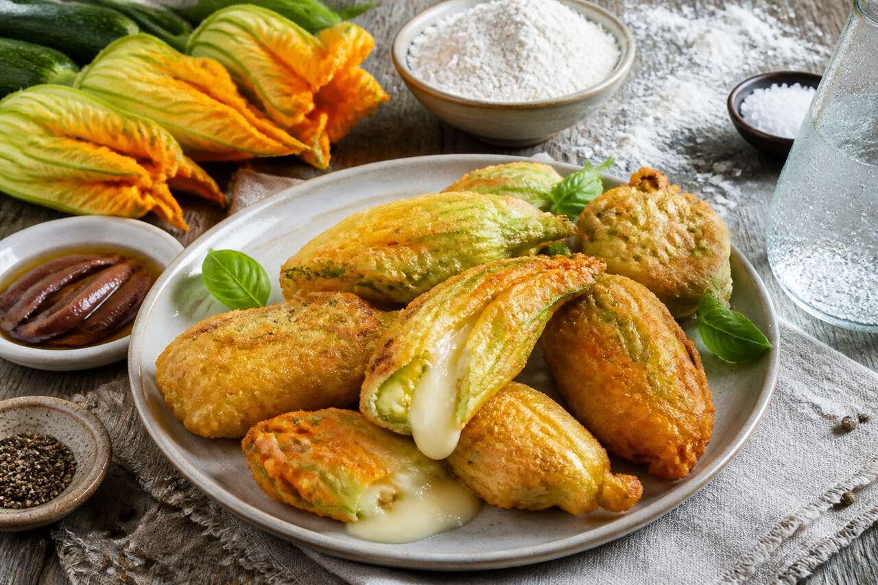 Recette de beignets de fleurs de courgette à la mozzarella