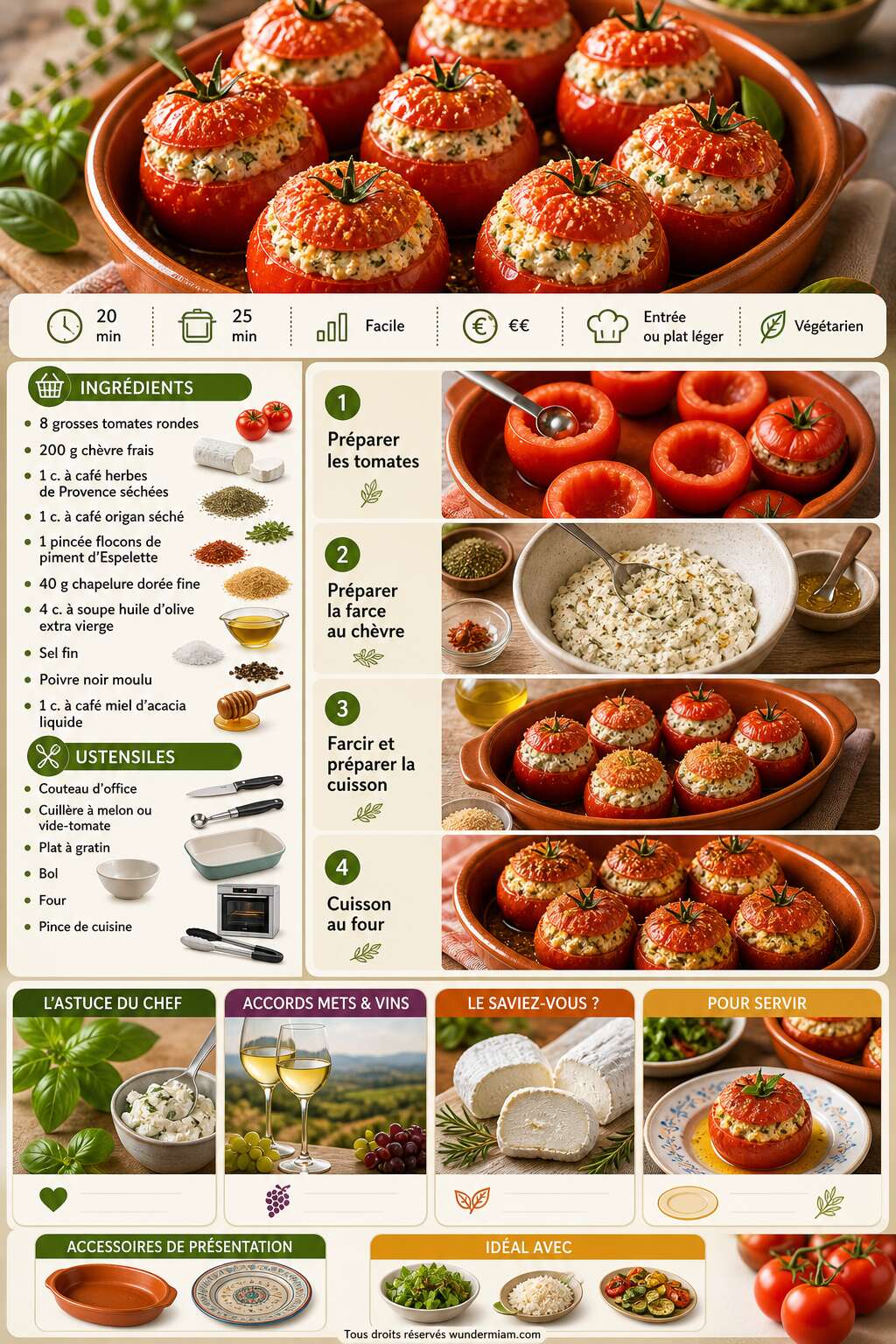 Fiche recette Recette de tomates farcies au ch&egrave;vre frais