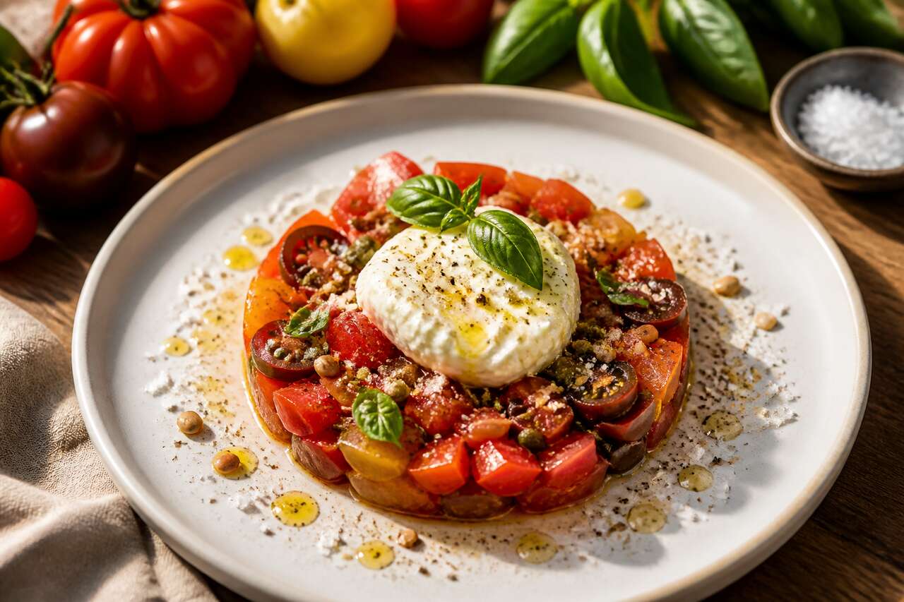 Recette facile de tartare de tomate au chèvre et au basilic