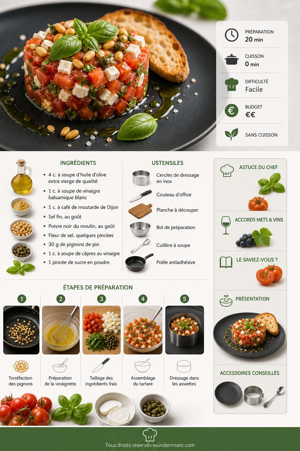 Fiche recette Recette facile de tartare de tomate au chèvre et au basilic Fiche recette Recette facile de tartare de tomate au chèvre et au basilic