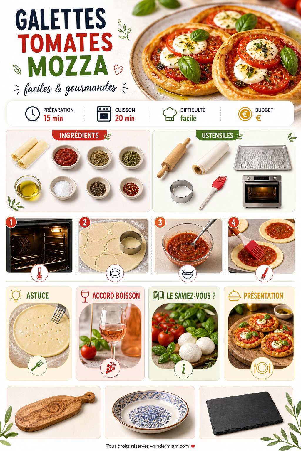 Fiche recette Recette facile de galettes tomates mozzarella