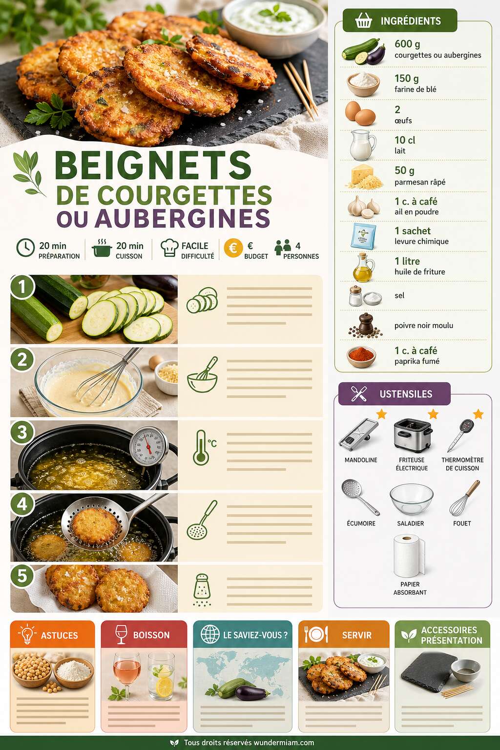 Fiche recette Recette facile de beignets de courgettes ou aubergines