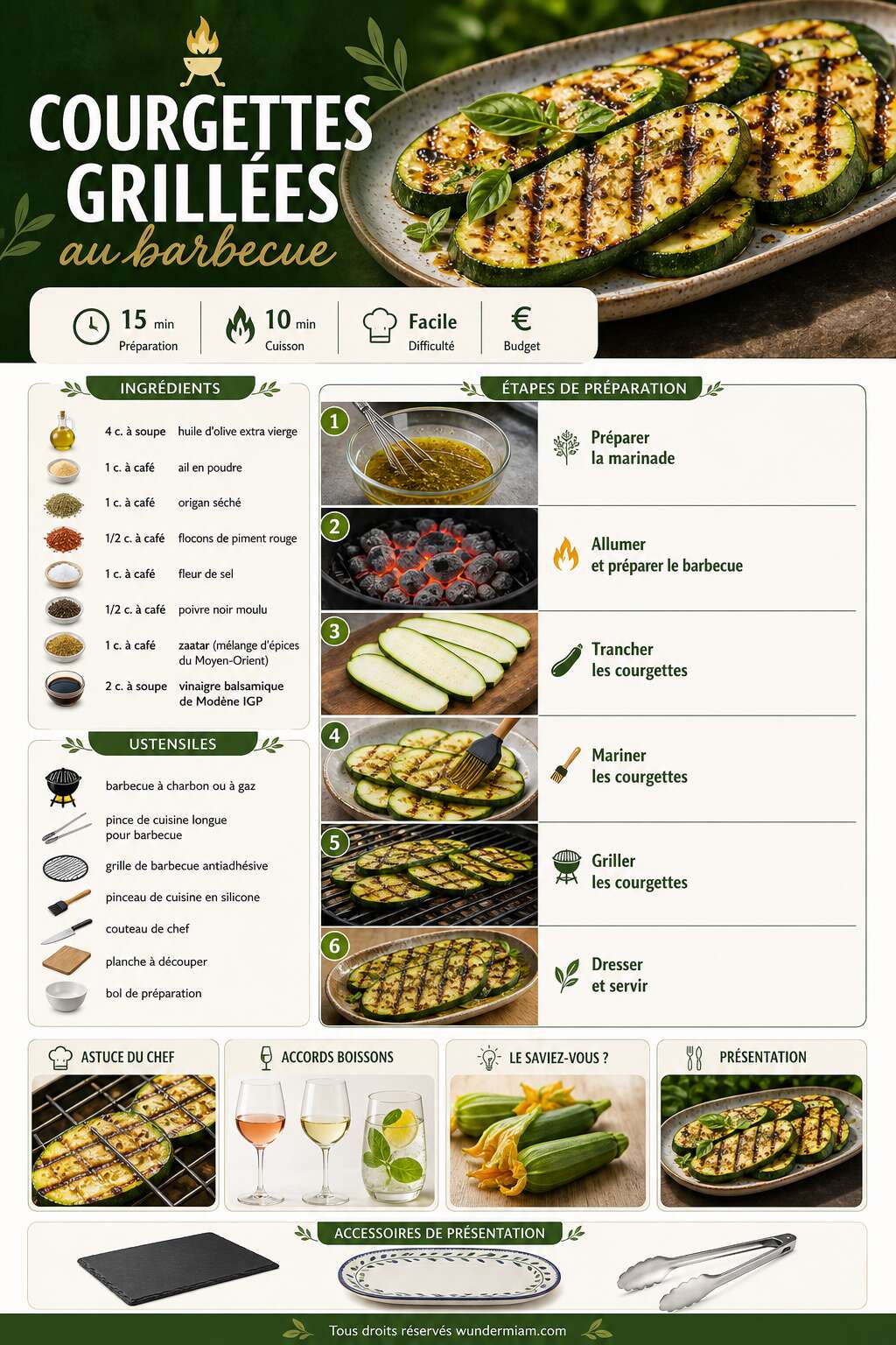 Fiche recette Recette de courgettes grill&eacute;es au barbecue