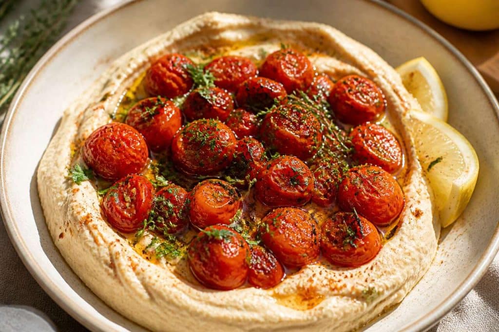 Recette de tomates rôties et houmous d'haricots blancs de Loïc Fou de cuisine