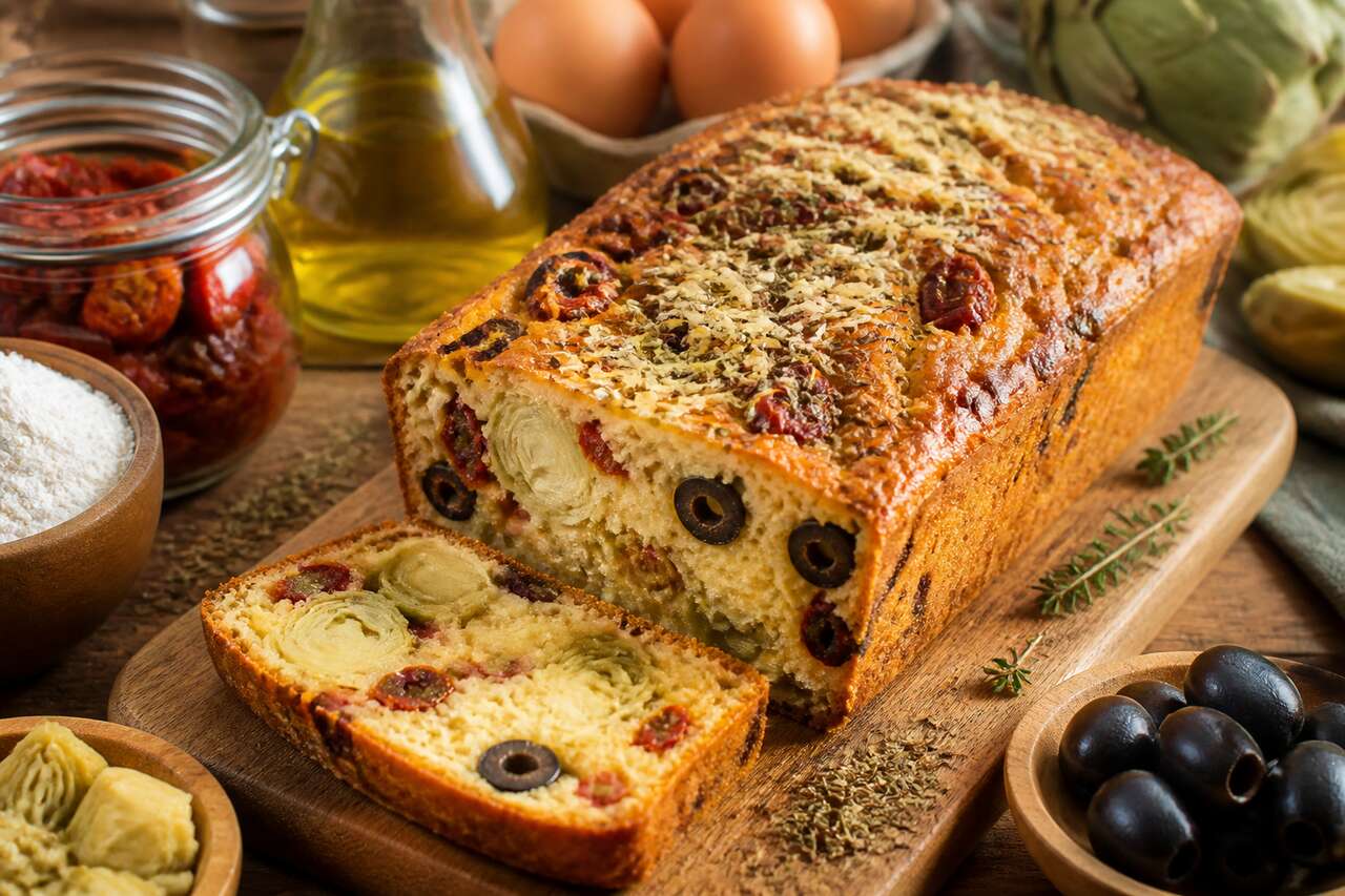 Recette de cake aux artichauts et tomates séchées : facile et savoureux