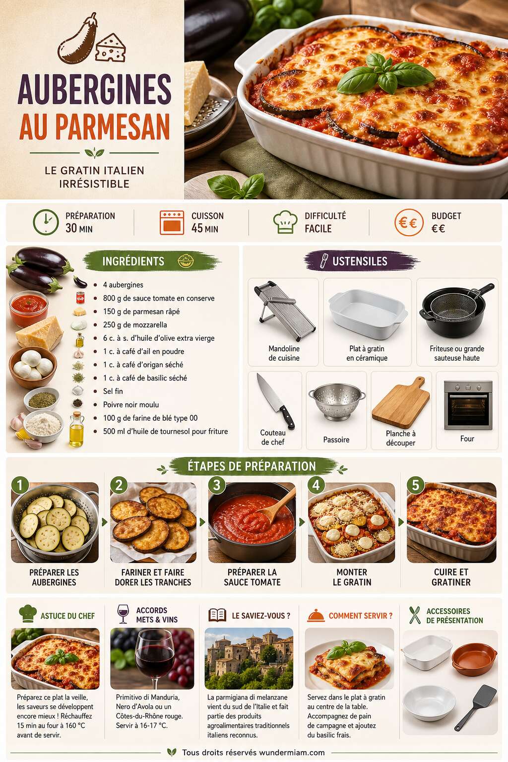 Fiche recette Recette d'aubergines au parmesan : un plat gratiné irrésistible Fiche recette Recette d'aubergines au parmesan : un plat gratiné irrésistible
