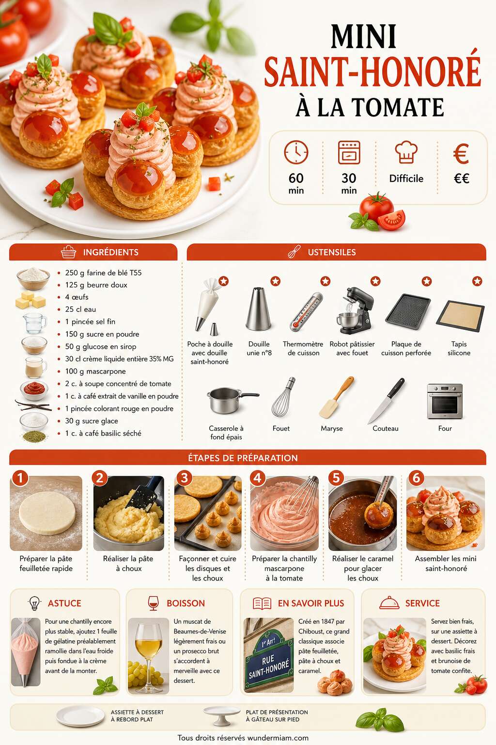 Fiche recette Recette de mini saint-honor&eacute; &agrave; la tomate