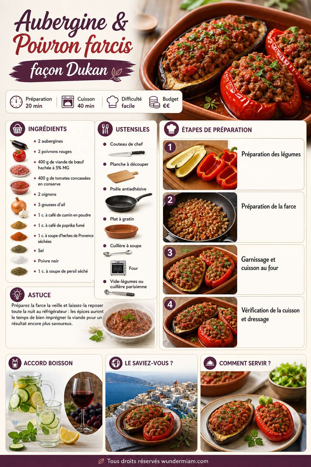 Fiche recette Recette d'aubergine et poivron farcis fa&ccedil;on Dukan