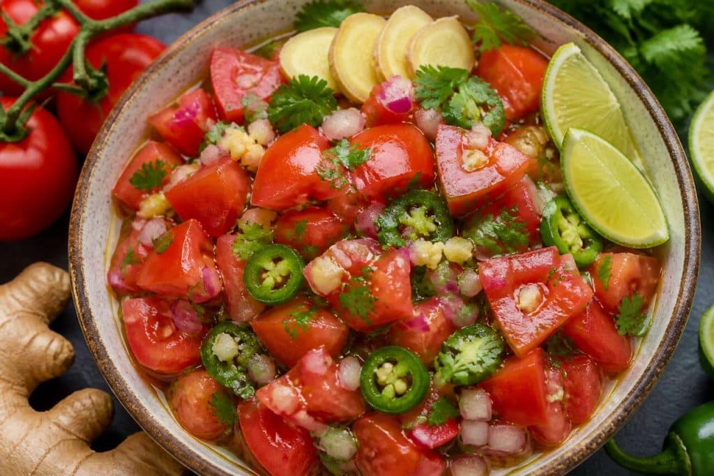 Recette de salsa de tomates au gingembre fraîche et savoureuse