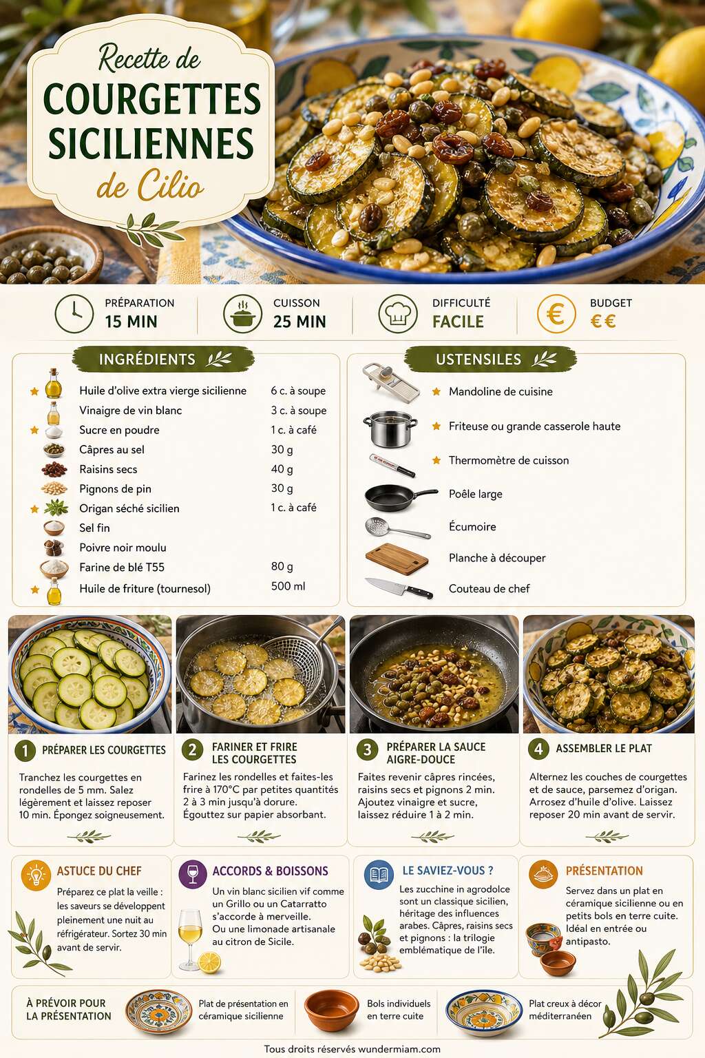 Fiche recette Recette de courgettes siciliennes de Cilio : un plat ensoleillé et savoureux Fiche recette Recette de courgettes siciliennes de Cilio : un plat ensoleillé et savoureux