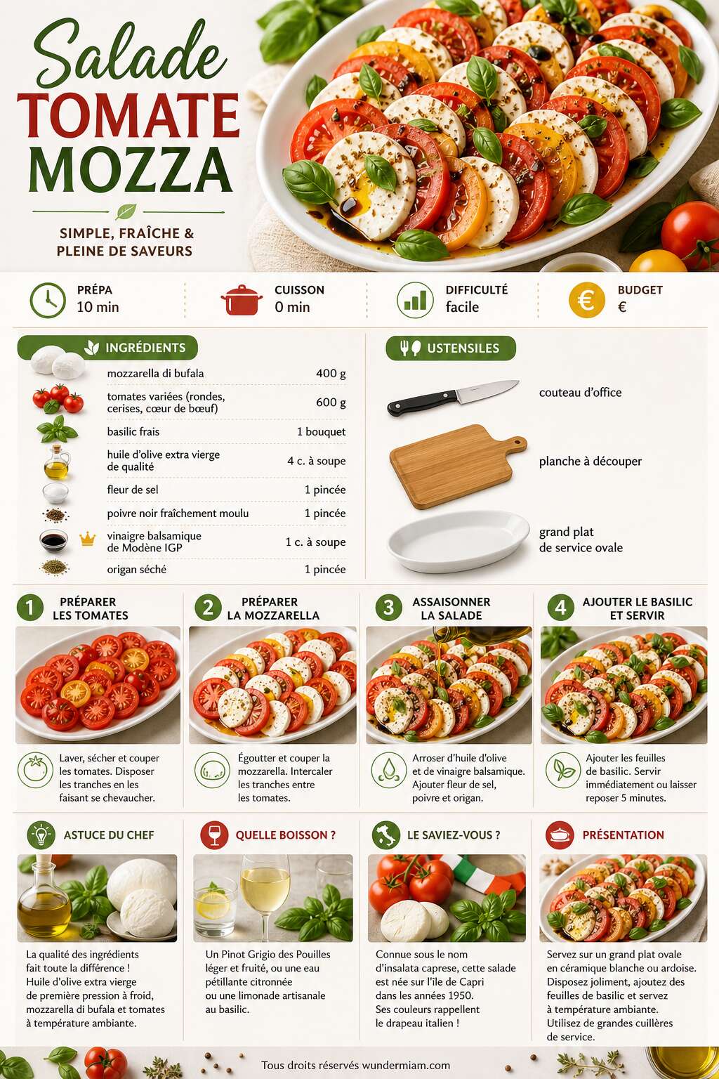 Fiche recette Recette facile de salade tomate mozzarella