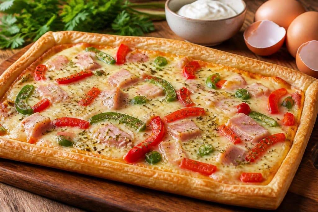 Recette facile de tarte aux poivrons et jambon