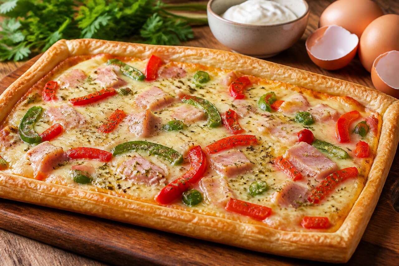 Recette facile de tarte aux poivrons et jambon