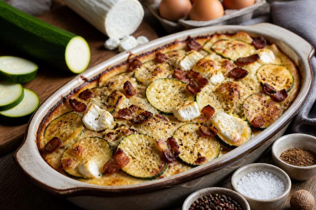 Gratin de courgettes au chèvre et lardons : la recette gourmande et facile