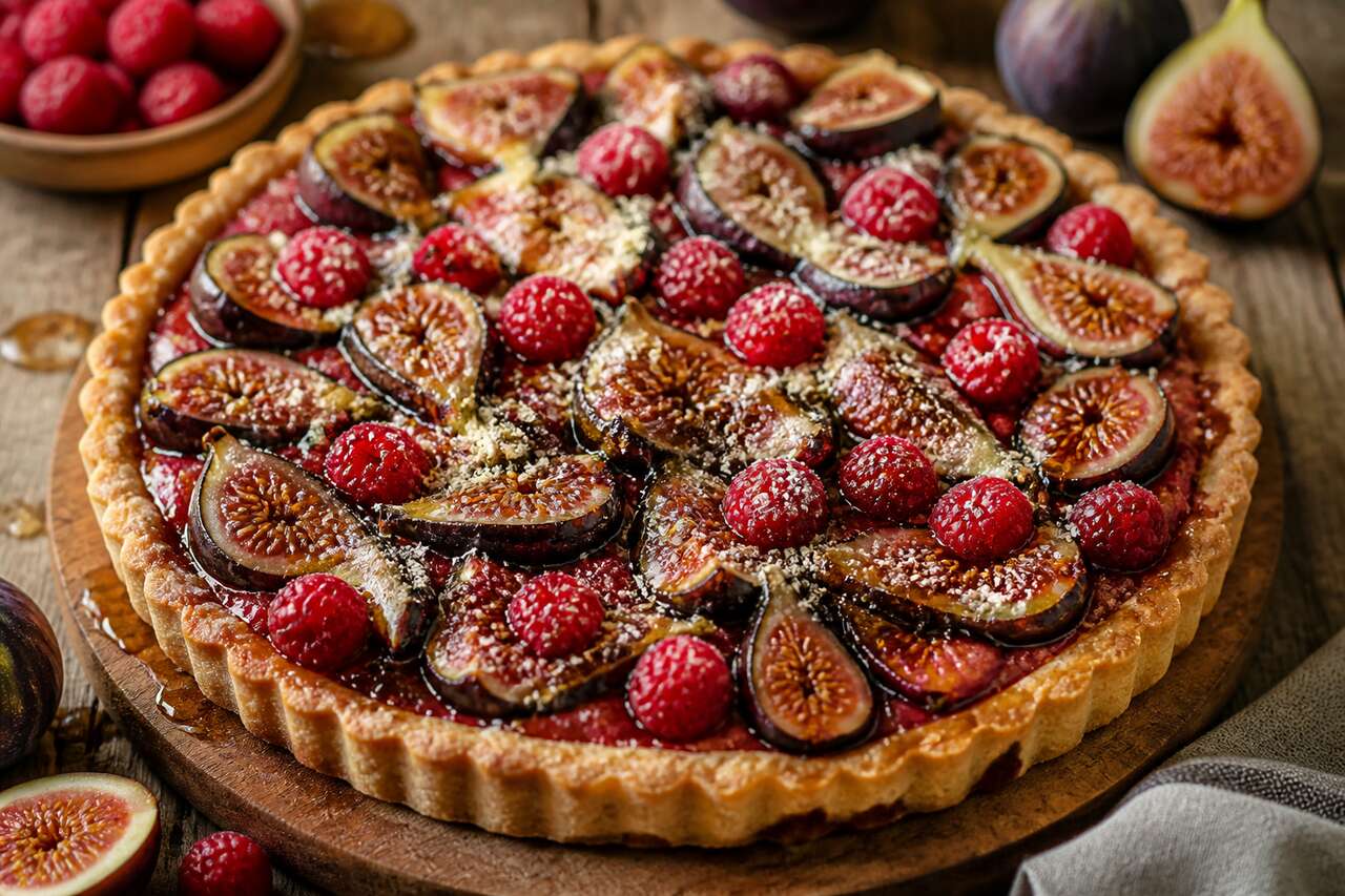 Recette de tarte aux figues et framboises