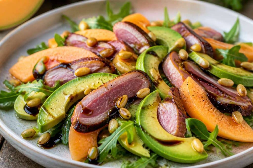 Salade de melon du Quercy et d'avocat au magret fumé : une recette fraîche et gourmande