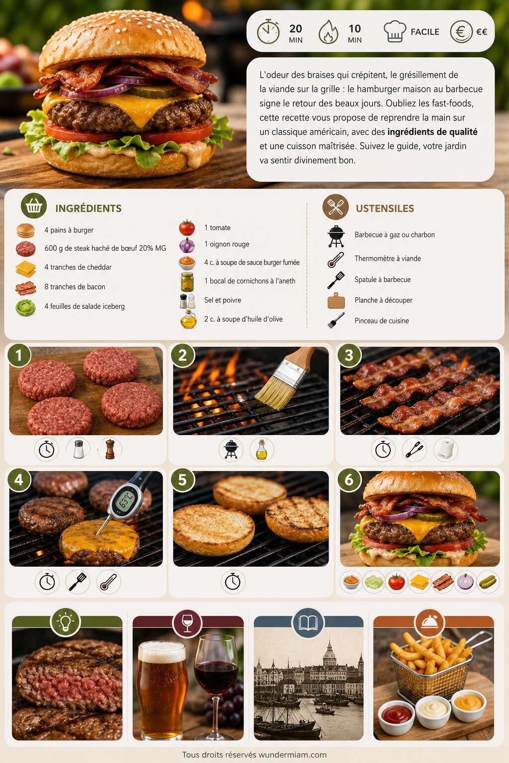 Fiche recette Recette de hamburger de bœuf au barbecue Fiche recette Recette de hamburger de bœuf au barbecue