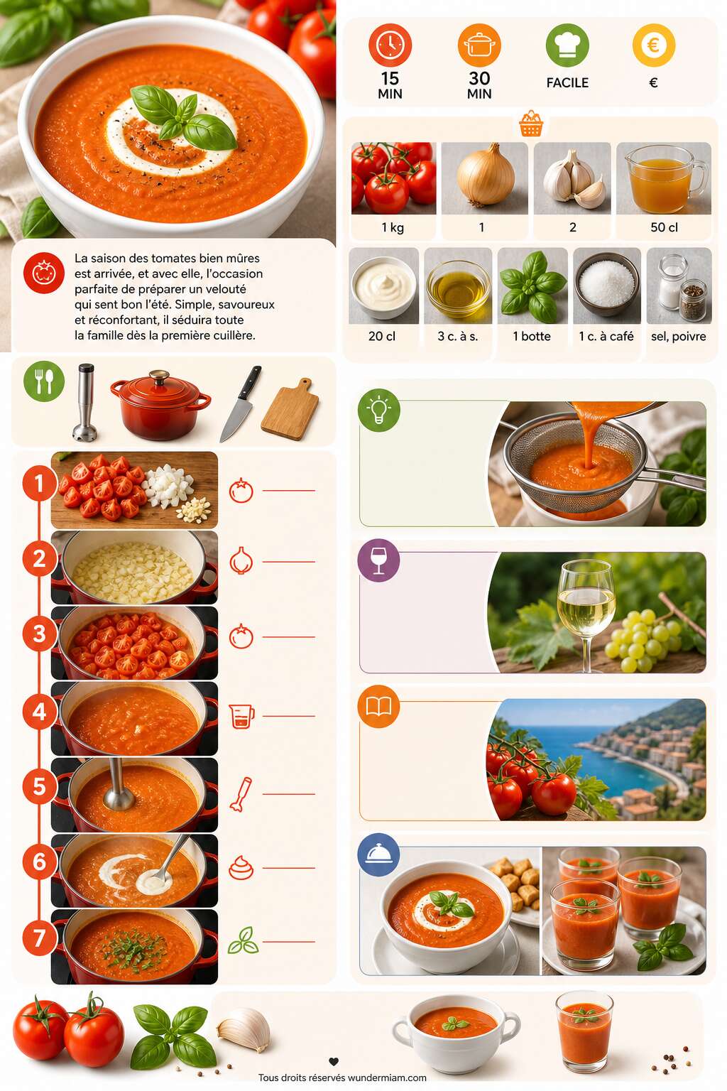 Fiche recette Recette de velout&eacute; de tomates fra&icirc;ches : simple et savoureux