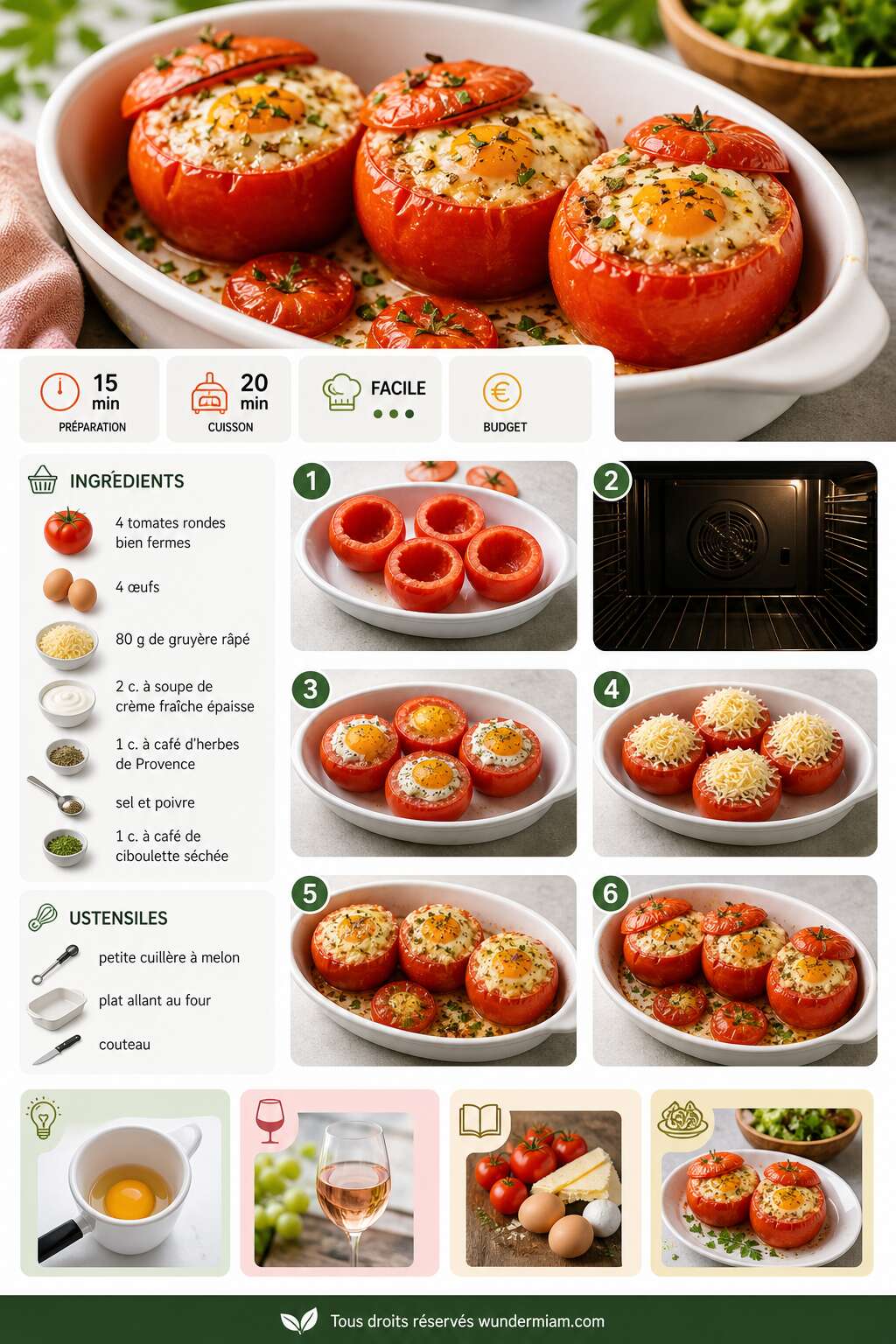 Fiche recette Recette facile de tomates farcies aux œufs Fiche recette Recette facile de tomates farcies aux œufs