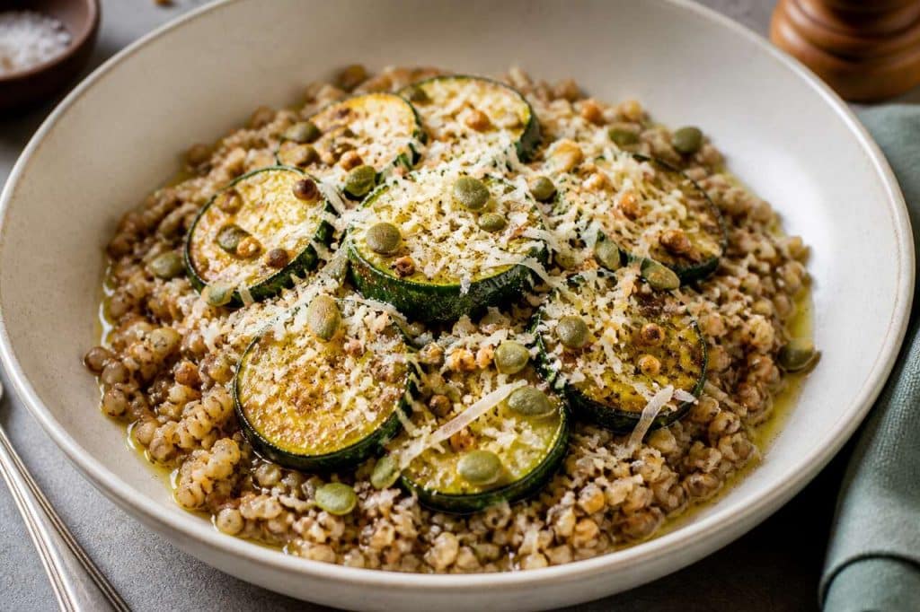 Recette de porridge salé au sarrasin et sa poêlée de courgettes