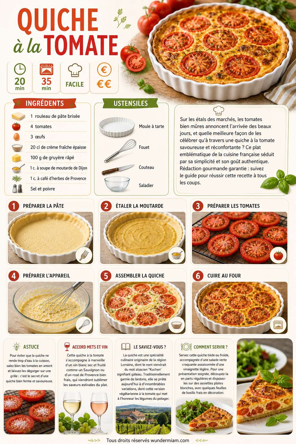 Fiche recette Recette facile de quiche à la tomate Fiche recette Recette facile de quiche à la tomate