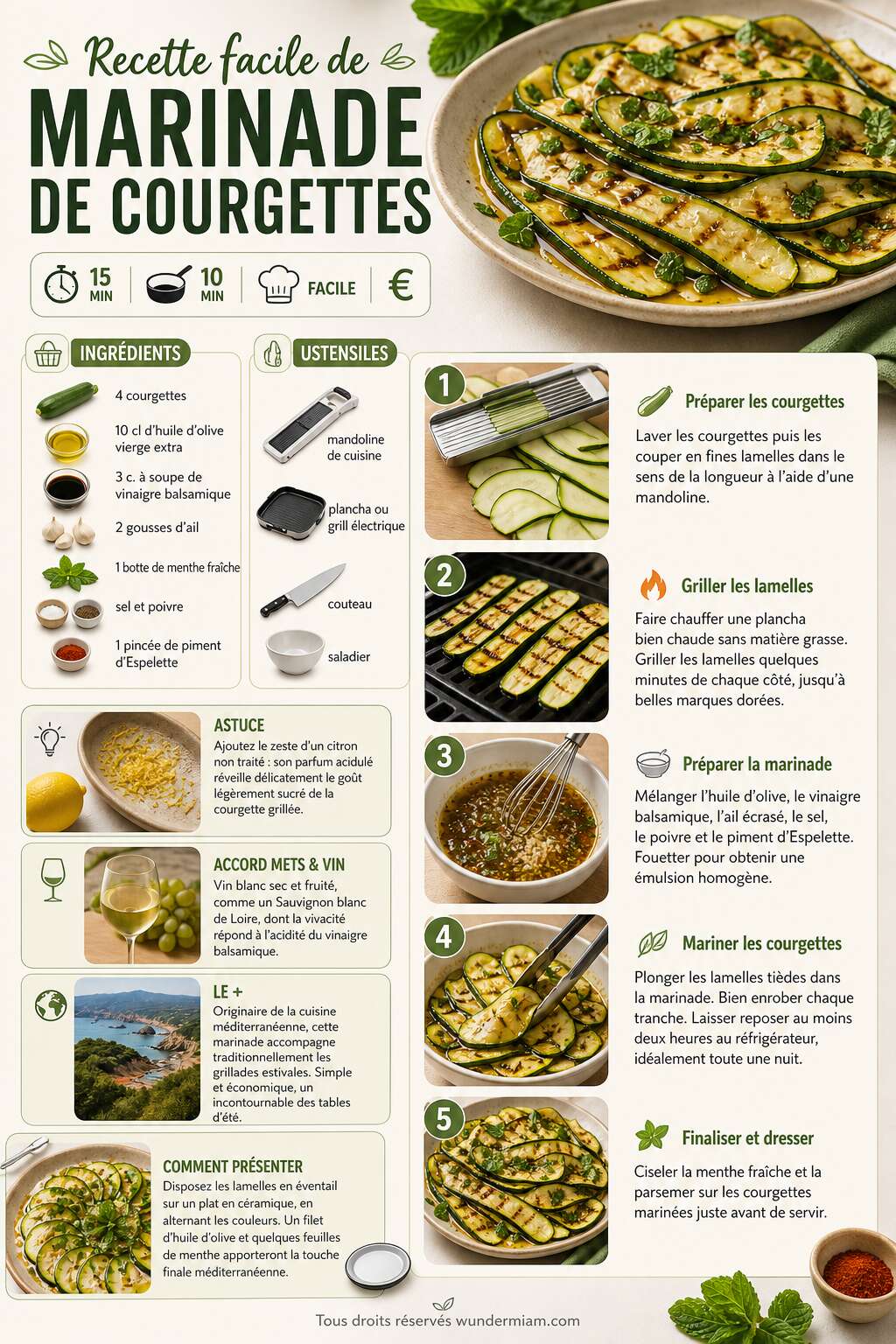 Fiche recette Recette facile de marinade de courgettes Fiche recette Recette facile de marinade de courgettes
