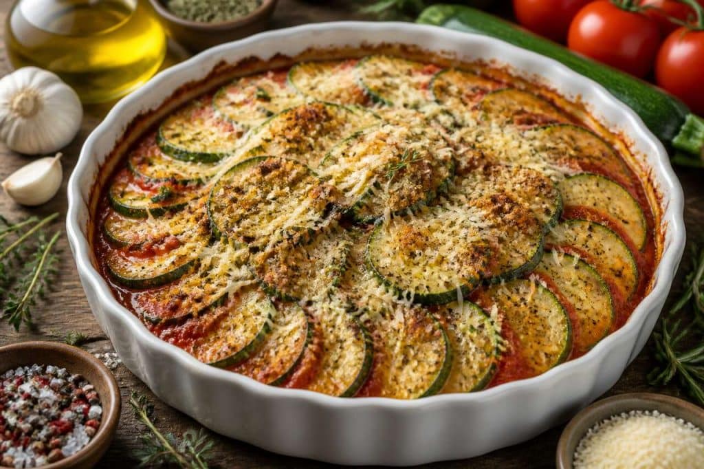 Gratin de courgettes à la sauce provençale et parmesan : la recette fondante et gourmande