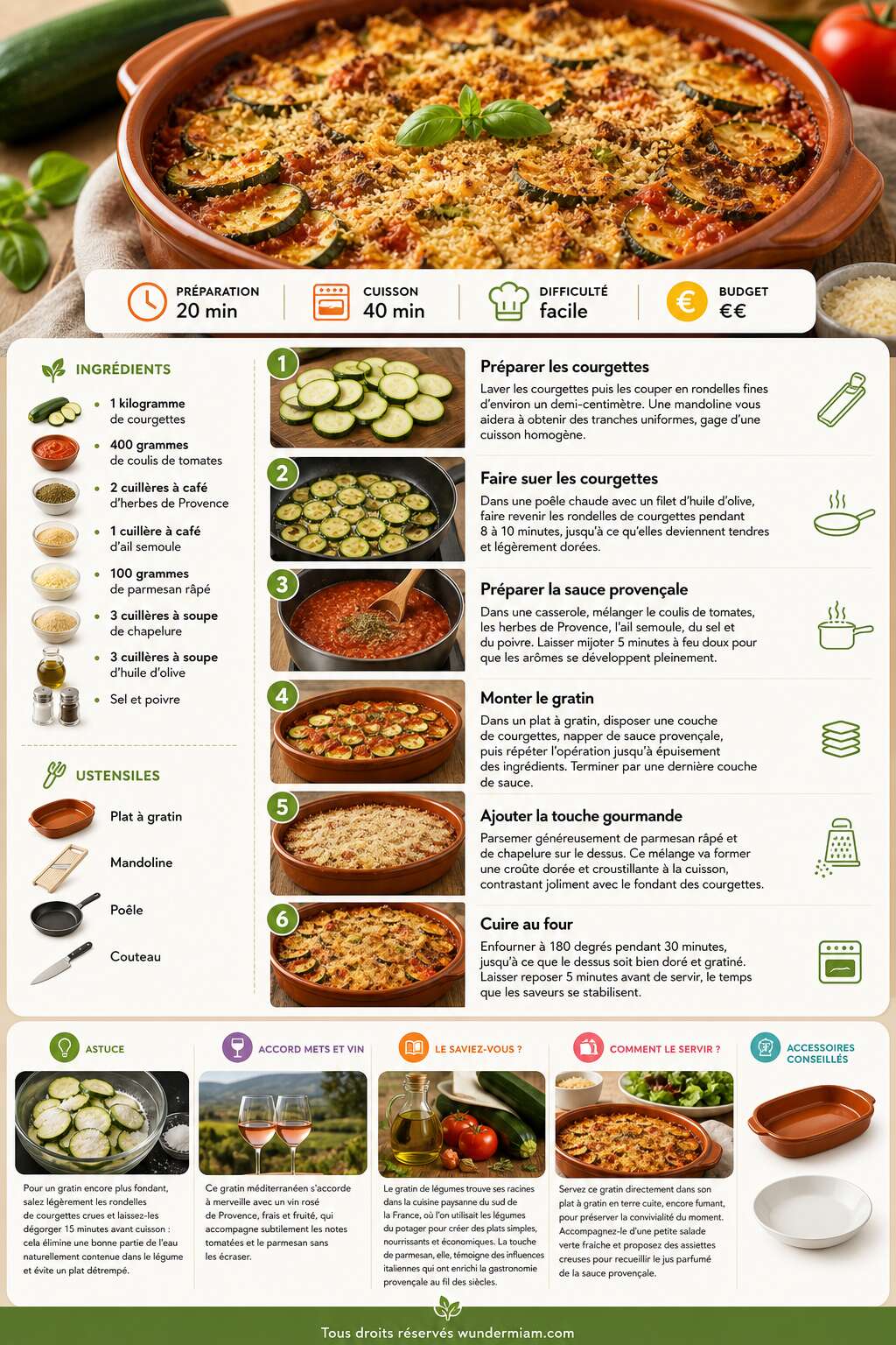 Fiche recette Gratin de courgettes à la sauce provençale et parmesan : la recette fondante et gourmande Fiche recette Gratin de courgettes à la sauce provençale et parmesan : la recette fondante et gourmande