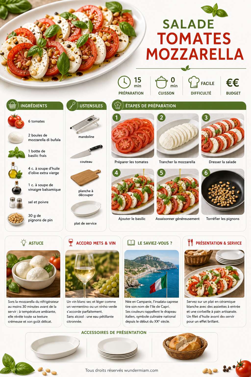 Fiche recette Recette facile de salade tomates mozzarella Fiche recette Recette facile de salade tomates mozzarella