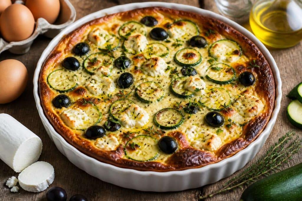 Clafoutis de courgettes au chèvre et olives noires : la recette facile et gourmande