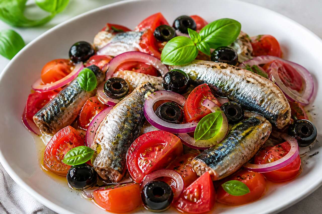 Recette facile de salade de sardines, tomates et olives