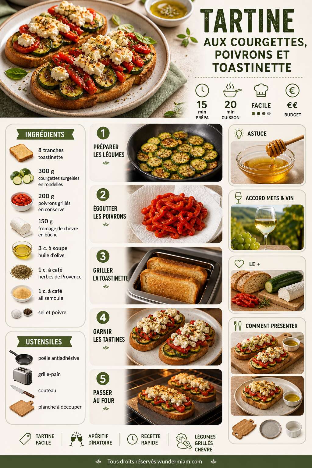 Fiche recette Recette de tartine aux courgettes, poivrons et toastinette Fiche recette Recette de tartine aux courgettes, poivrons et toastinette