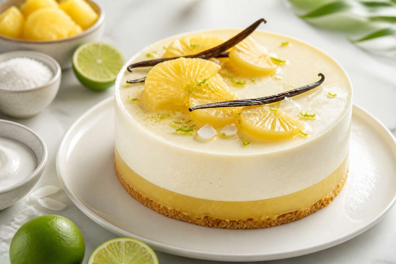 Recette d'entremets exotique ananas, vanille et citron vert