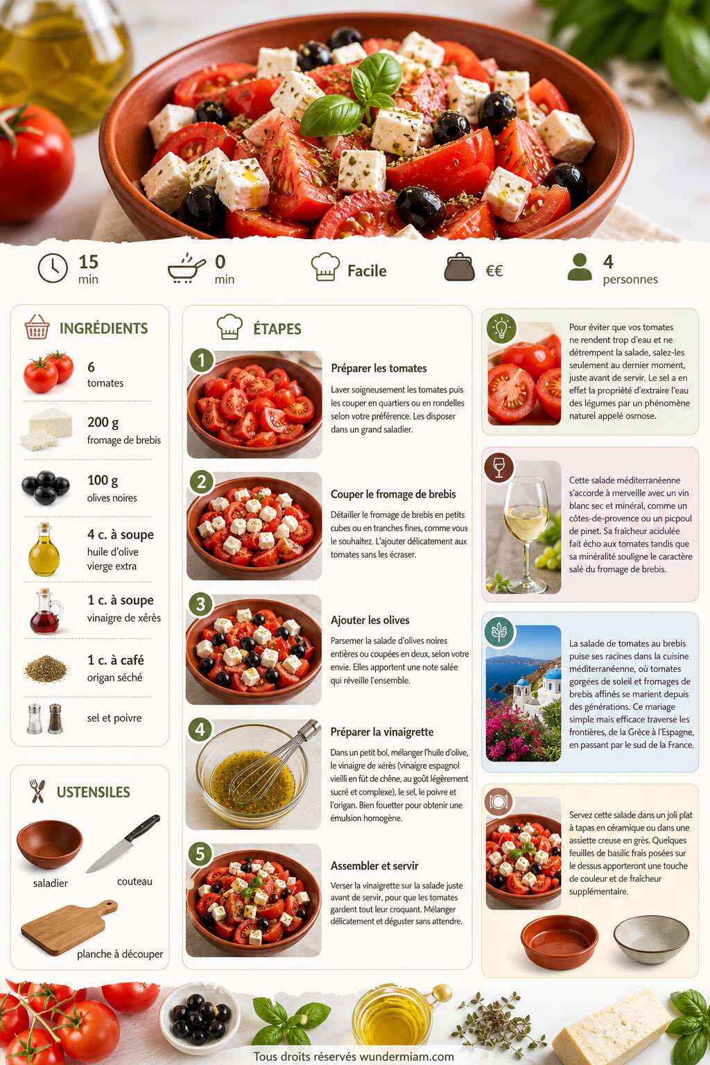 Fiche recette Recette facile de salade de tomates au brebis Fiche recette Recette facile de salade de tomates au brebis
