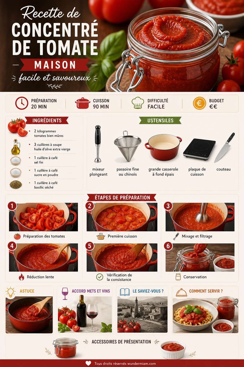 Fiche recette Recette de concentré de tomate maison facile et savoureux Fiche recette Recette de concentré de tomate maison facile et savoureux
