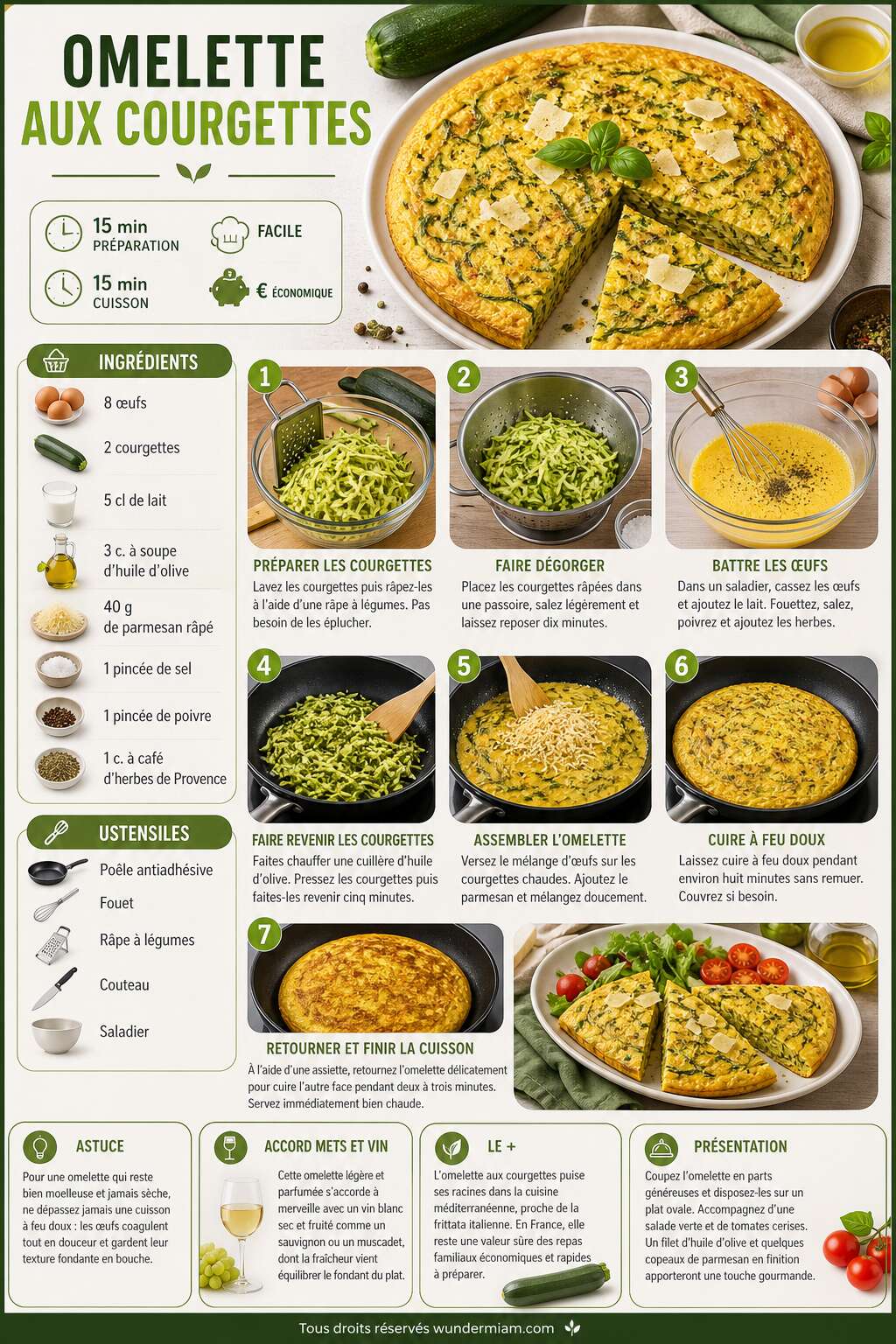 Fiche recette Recette facile d'omelette aux courgettes Fiche recette Recette facile d'omelette aux courgettes