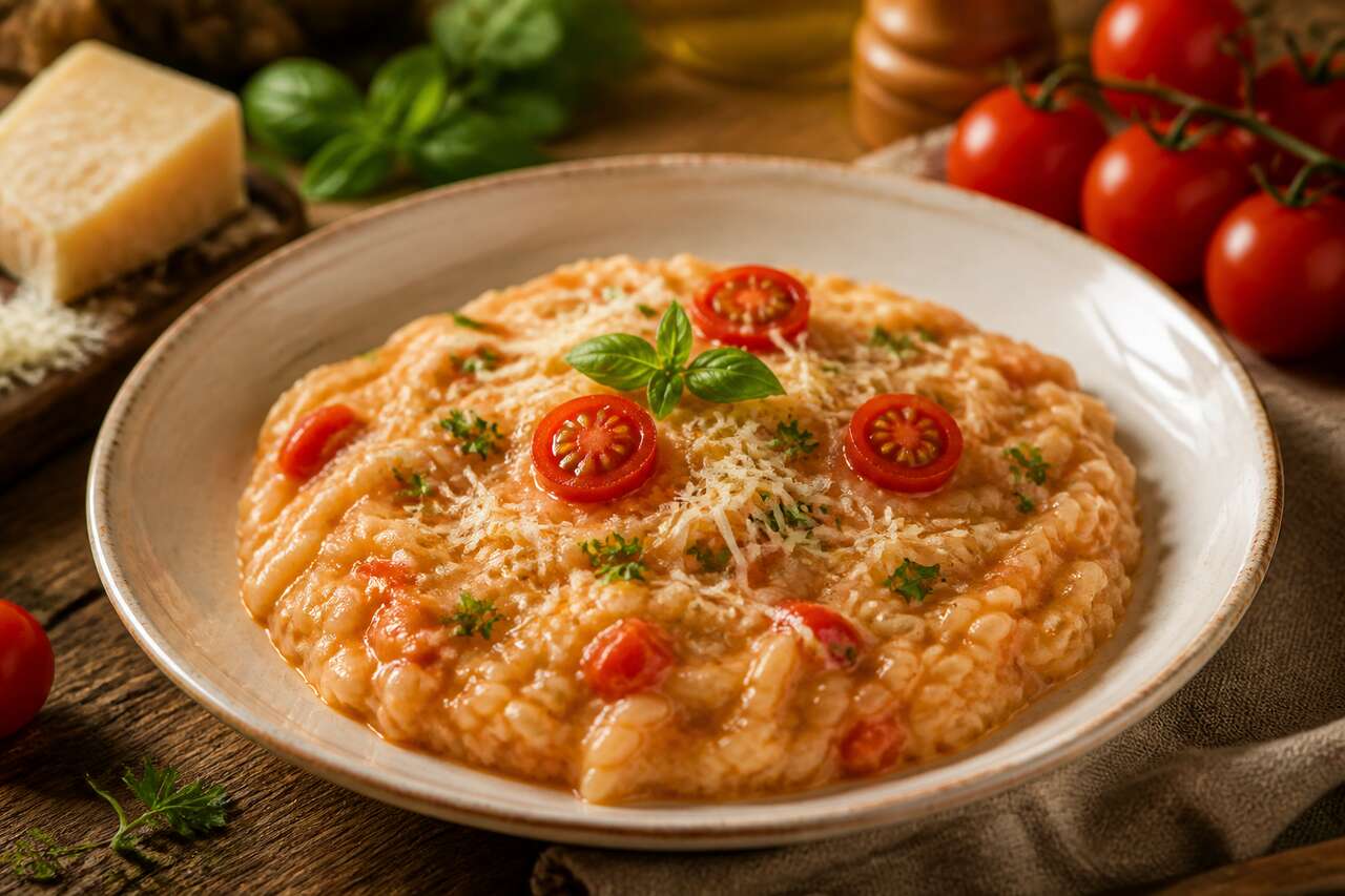 Recette du risotto aux tomates cerises et parmesan