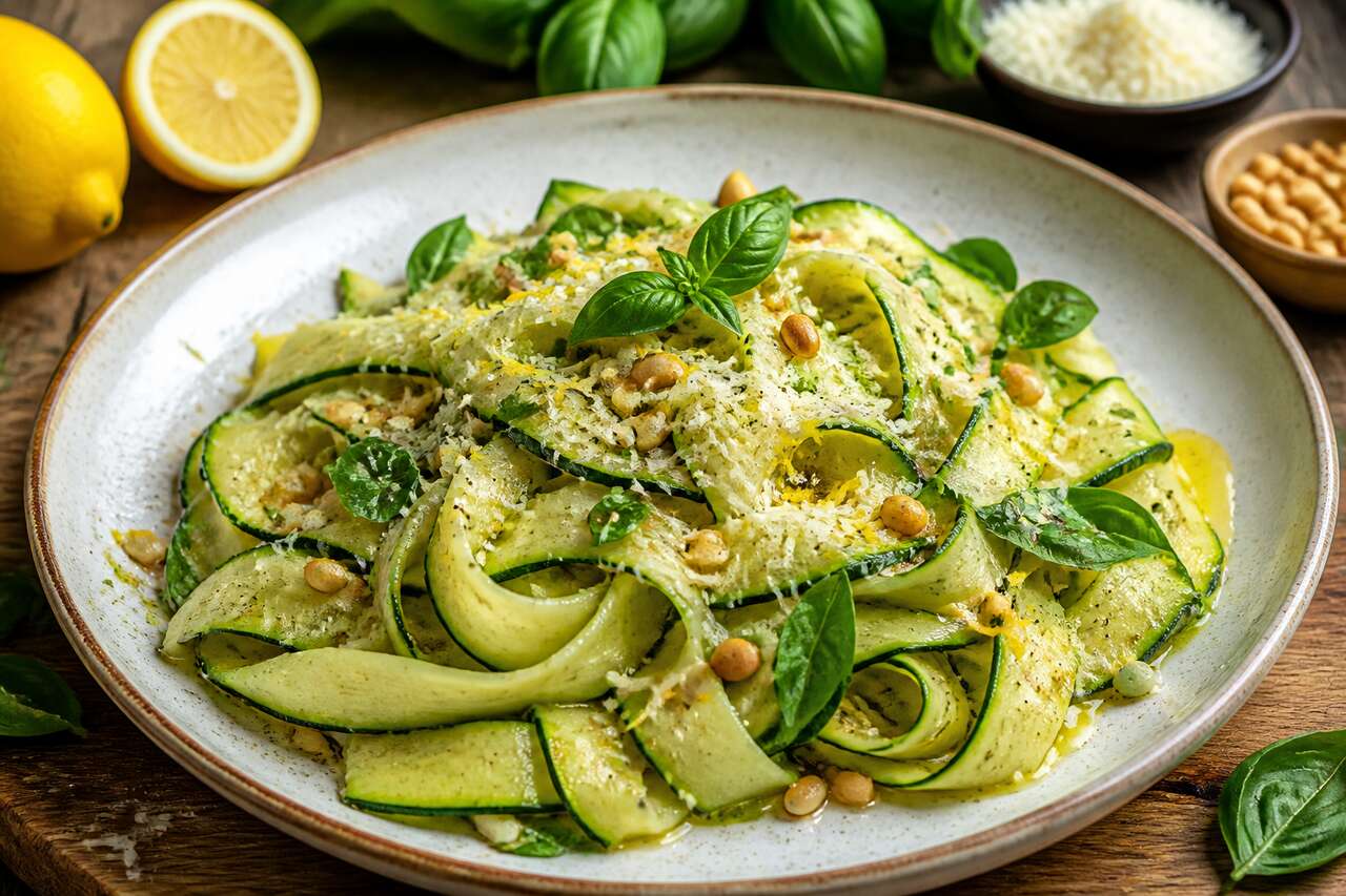 Recette de tagliatelles de courgettes au citron et basilic
