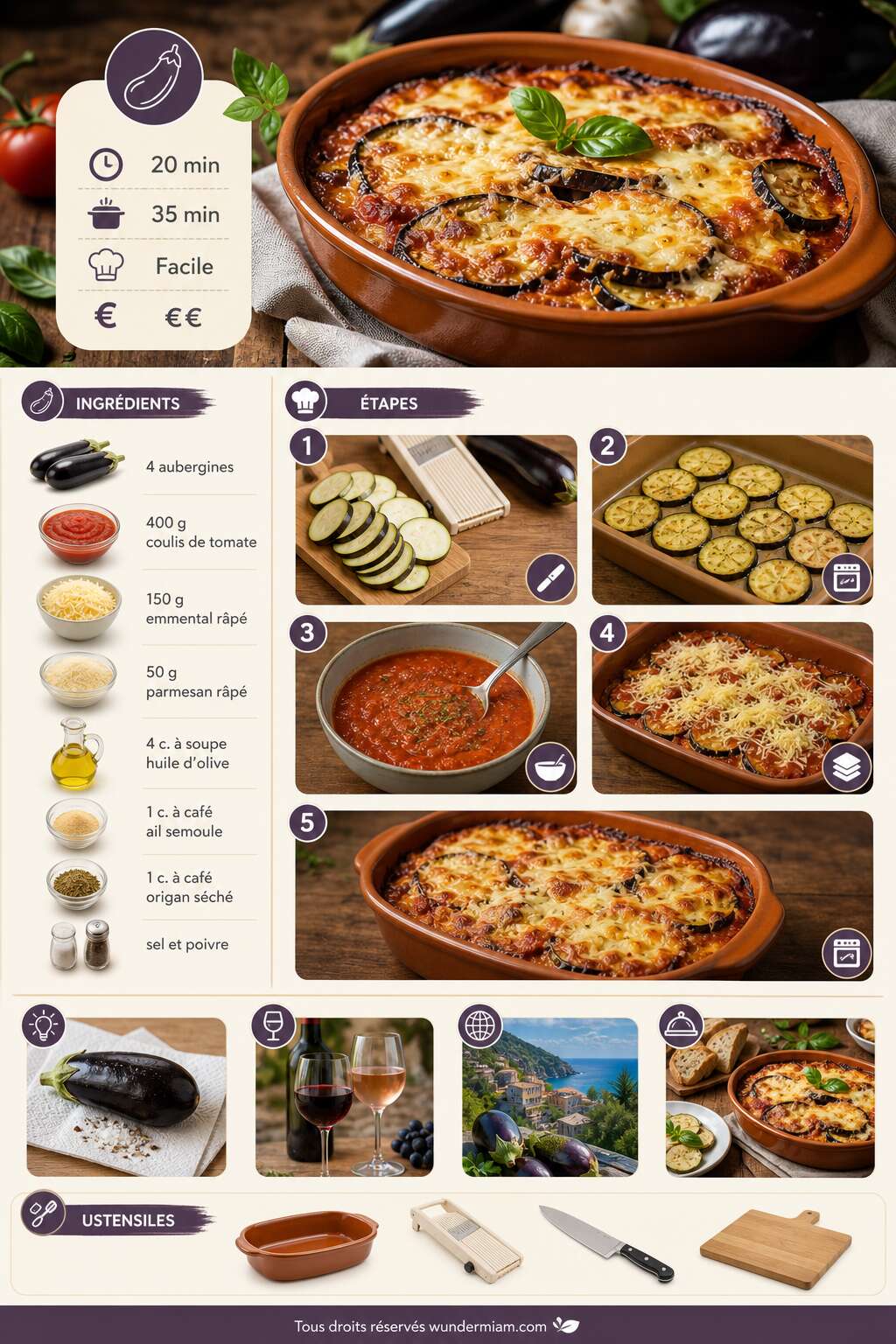 Fiche recette Recette facile de gratin aux aubergines Fiche recette Recette facile de gratin aux aubergines