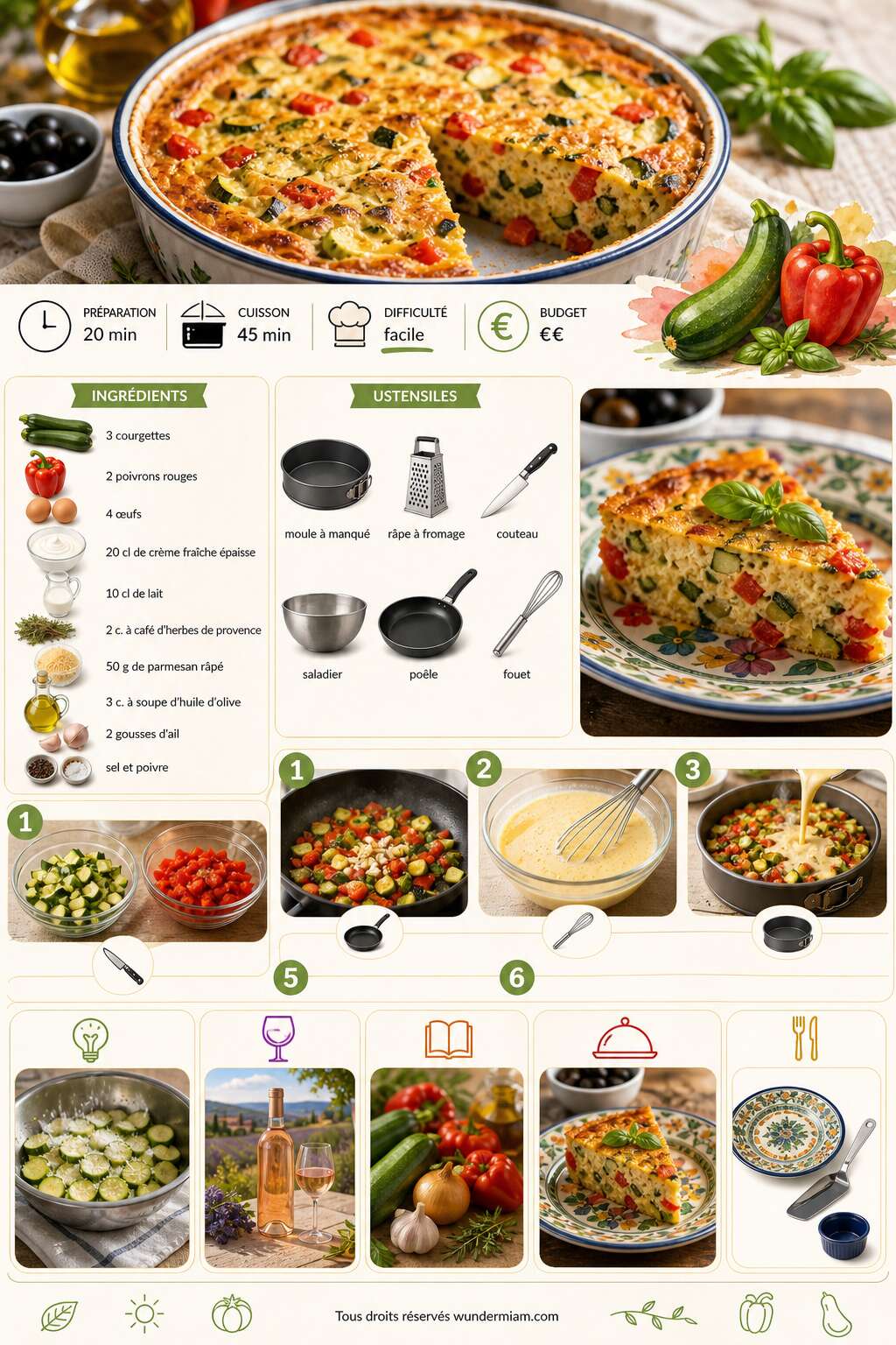 Fiche recette Flan de courgettes et poivrons fa&ccedil;on proven&ccedil;ale : la recette facile et ensoleill&eacute;e