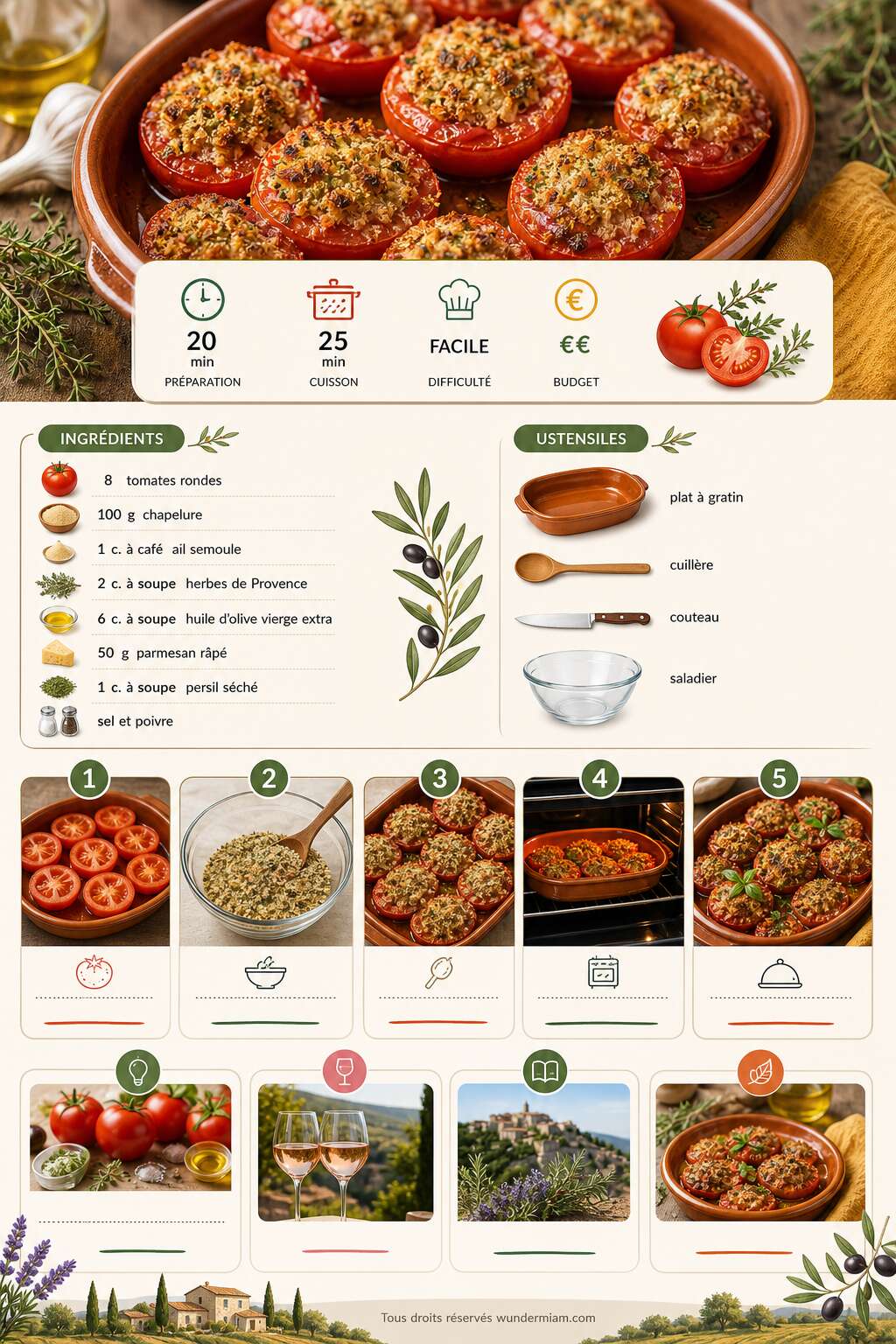 Fiche recette Recette de tomates proven&ccedil;ales : simple, parfum&eacute;e et ensoleill&eacute;e