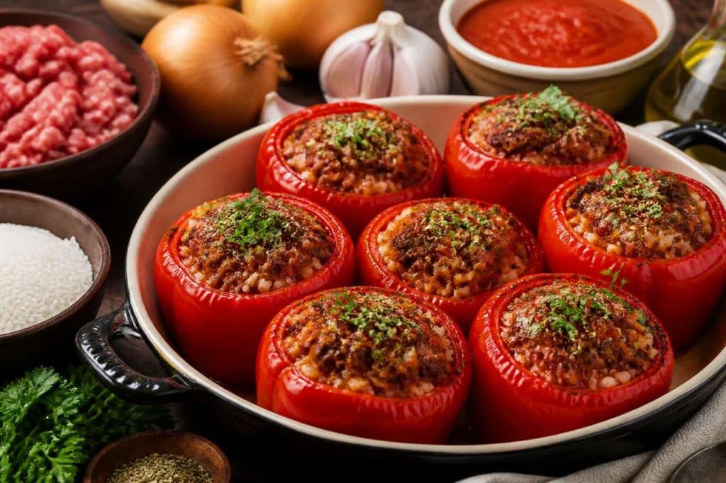 Recette de poivrons farcis à la sauce tomate
