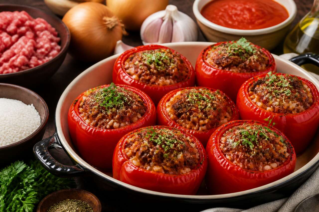 Recette de poivrons farcis à la sauce tomate