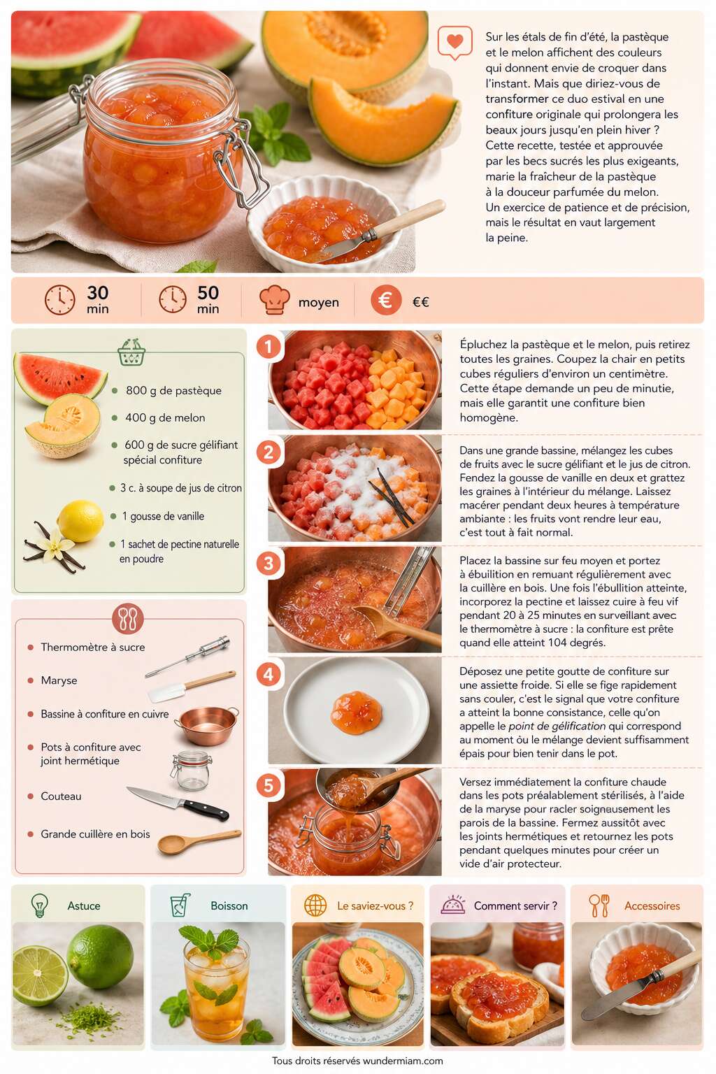 Fiche recette Recette de confiture de past&egrave;que au melon