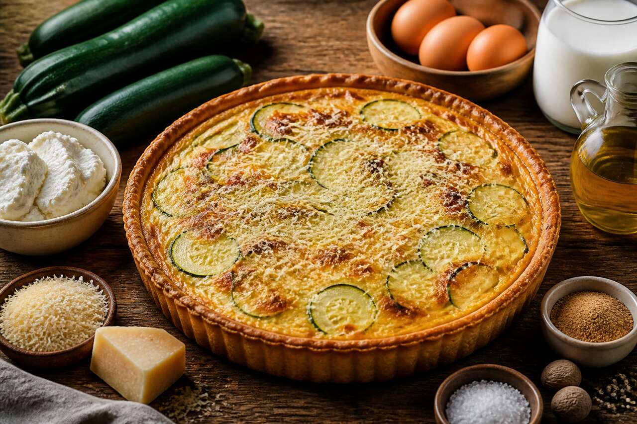 Recette de quiche aux courgettes, ricotta et parmesan