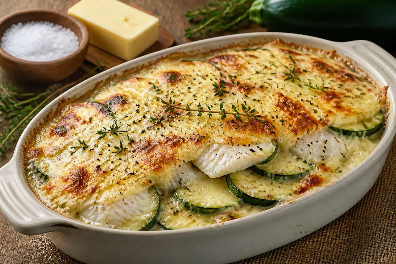 Recette facile de gratin de courgettes au poisson