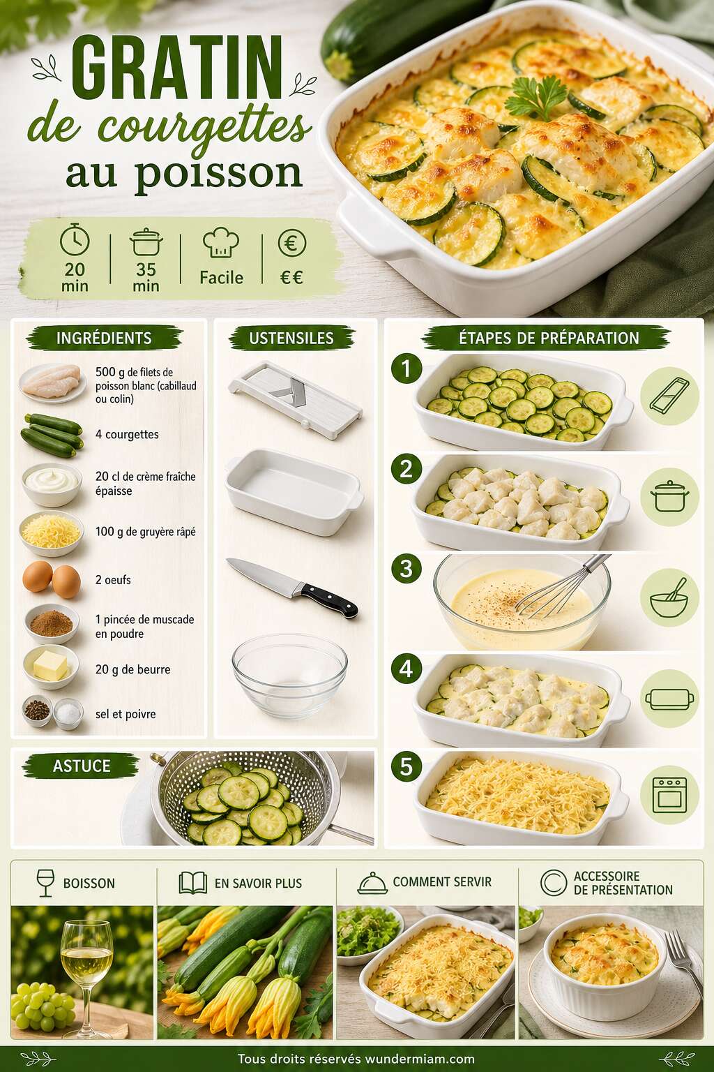 Fiche recette Recette facile de gratin de courgettes au poisson Fiche recette Recette facile de gratin de courgettes au poisson