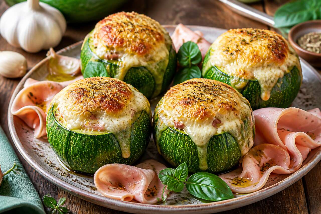 Recette de courgettes rondes façon cocotte à la mozzarella et mortadelle