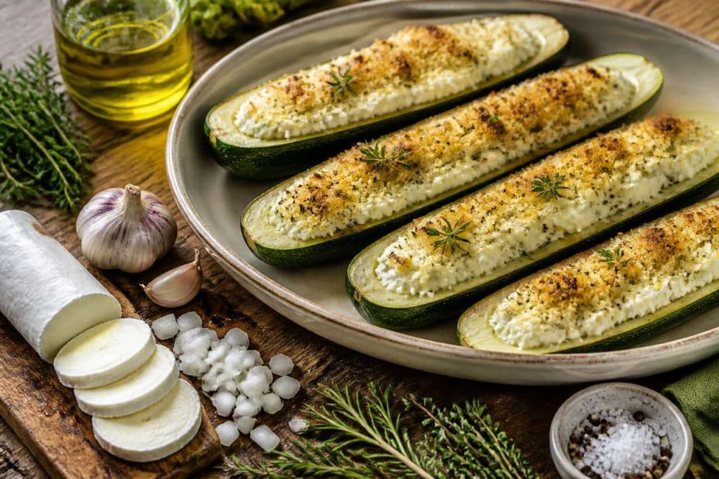 Recette facile de courgettes farcies au chèvre