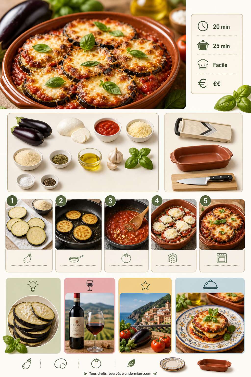 Fiche recette Recette de médaillons d'aubergine à la mozzarella Fiche recette Recette de médaillons d'aubergine à la mozzarella